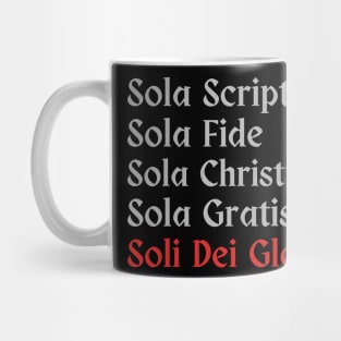 Five Solas with light gray text Mug